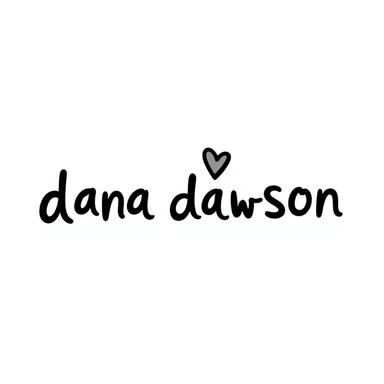 'Dana Dawson' name in a playful and informal hand-drawn doodle style sticker