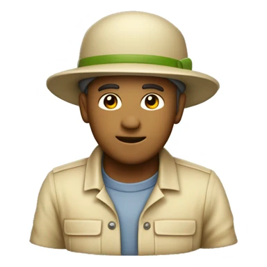 gardener pith helmet beige jackt sticker