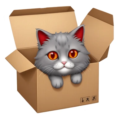 schrodinger's cat in cardboard box with red x'es for eyes sticker