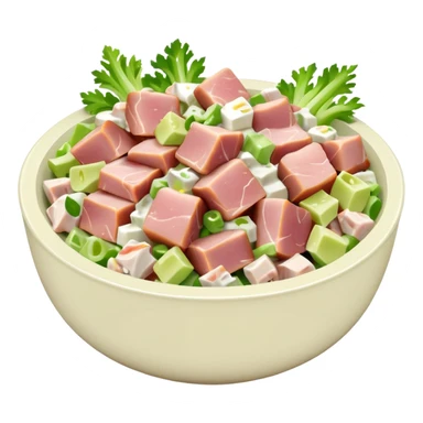 a bowl of ham salad, minimal, simple, clear sticker