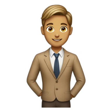 tan boy who is a teacher with a bun sticker