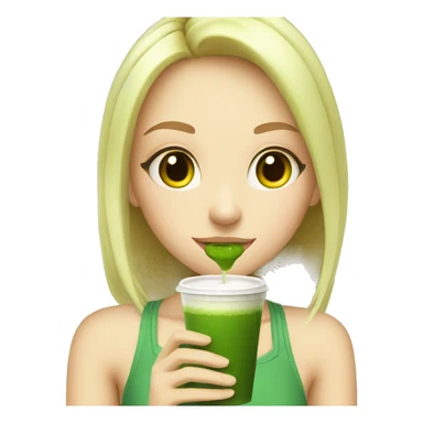 Blonde cute girl drinking matcha sticker