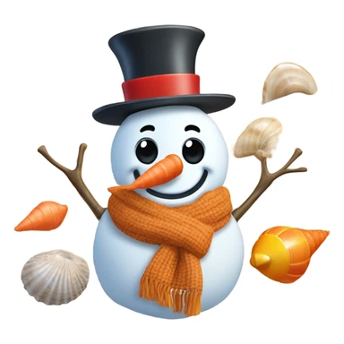 Snowman on the beach sticker