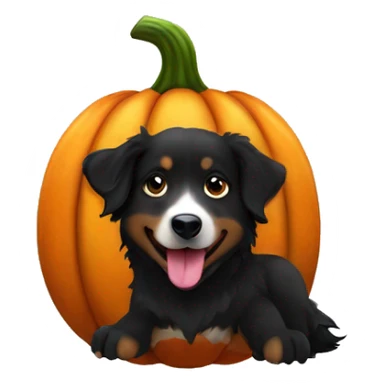 black australian shepherd dog in a pumpkin sticker