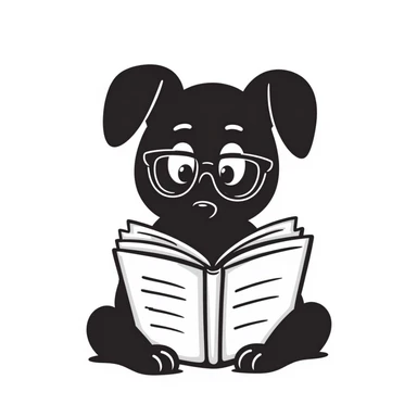 Dog wearing glasses reading a book sticker