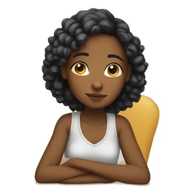 Black teen girl sitting alone  sticker