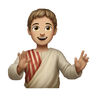 11th century european happy child with horizontal red stripes tunic making ok hand gesture sticker
