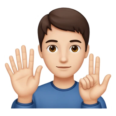 Person with a 6 in the left hand and 7 in the right hand sticker