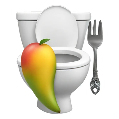 Skibidi toilet eating a mango on a fork sticker