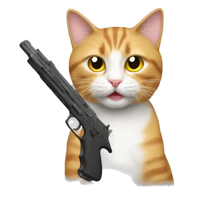 Cat with gun sticker