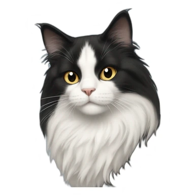 dumb looking tuxedo cat long haired sticker