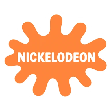 modern icon of Nickelodeon logo, playful, bold, simple, orange and white color scheme sticker