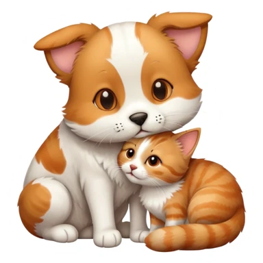 A cat kissing a dog sticker