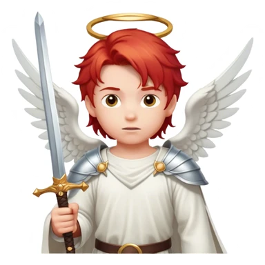 angel boy with red hair and sword sticker