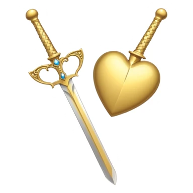 golden sword cuting in half a gold heart sticker
