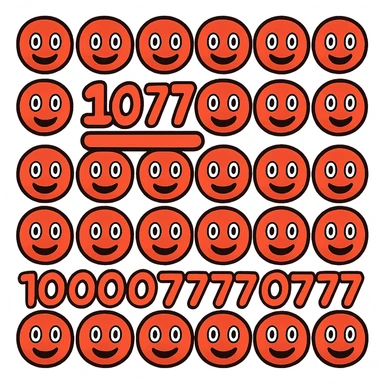 Edit the emoji '107' by changing the font style to something more playful and unique, while keeping the bold, energetic look and red color. Maintain a transparent background. sticker