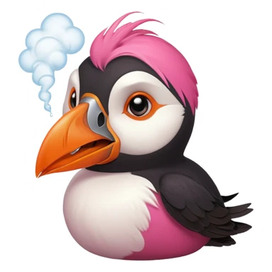 pink puffin angry blow steam nose beak sticker