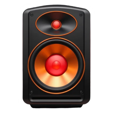 Head: A black KLIPSCH RP-8000F speaker, often represented with a red center or speaker cone.
Core: A small, bright glowing cherry-red circle representing his core.
Body & Armor: Primarily black armor plating with bright red accents or flames. sticker