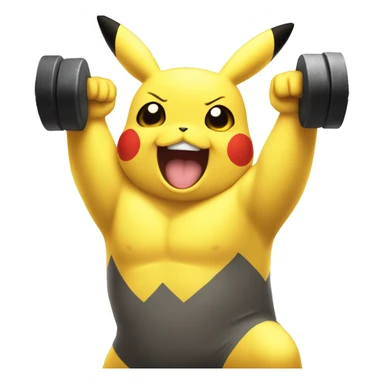 Pikachu cheering a white bodybuilder in training  sticker
