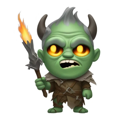 Orc weapon spirit with ghostly weapons, cloak with burning eyes, Halloween theme, emoji sticker