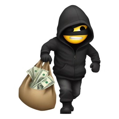 robber sneaking away with a large bag of money sticker