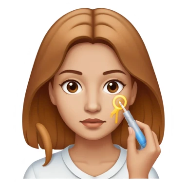 woman with light brown hair undergoing MMP capillary application sticker