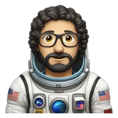 caucasian astronaut with black beard and white glasses sticker