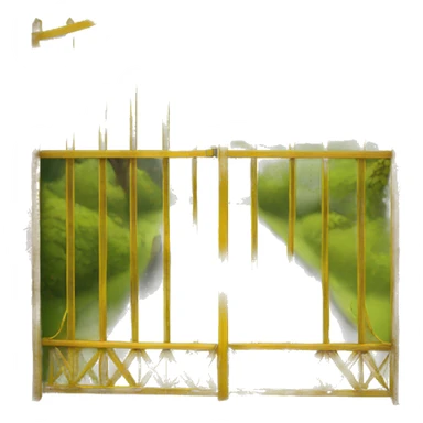 Yellow metal gate  sticker