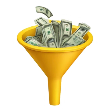 marketing funnel with dollars at the buttom sticker