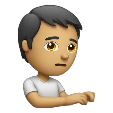 a sad man working on his laptop sticker