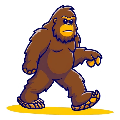 cute cartoon bigfoot with large footprints sticker