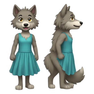 Wolf in dress fullbody sticker