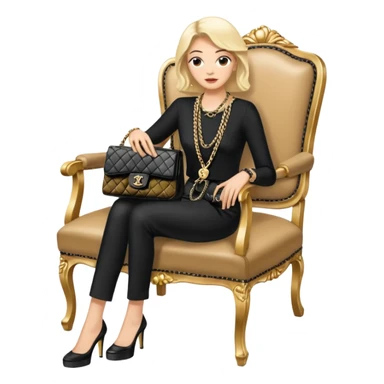 I carried a hand-me-down 1980s Chanel handbag. It was in poor shape; I glued leather patches onto worn corners, but they peeled off. I kept the bag hidden behind my back, only showing the signature gold-and-black chain on my chair. sticker