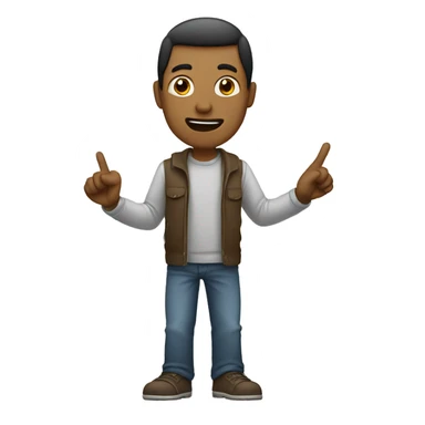 standing man with straight face waving sticker