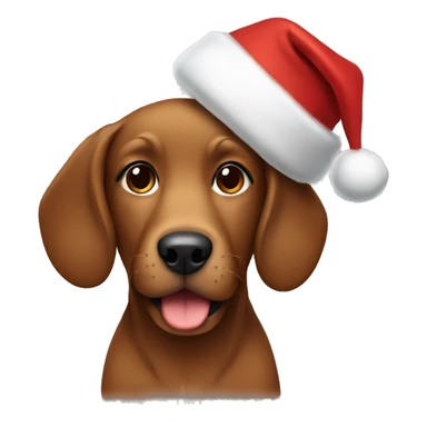 Brown dog with Christmas hat sticker