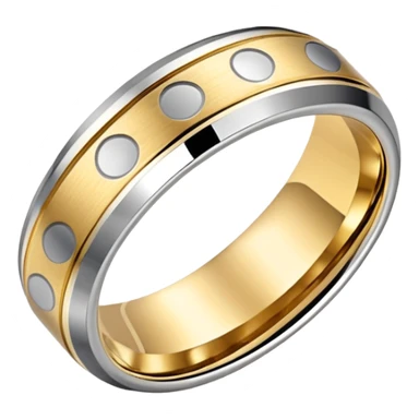 Tungsten ring with silver in the middle and gold on outside sticker
