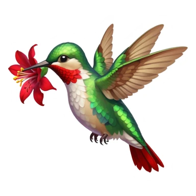 hummingbird drinking nectar from flower sticker