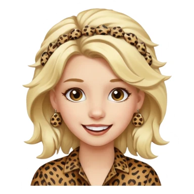 Une fille blonde et joyeuse. Elle porte une coiffure rock et originale avec des pinces pour cheveux  léopard et motif peau de vache. sticker