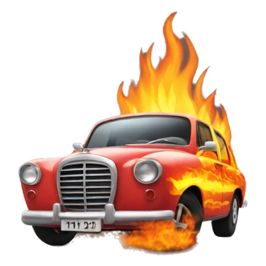 Car on fire sticker