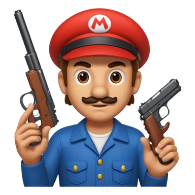 Mario with a gun sticker