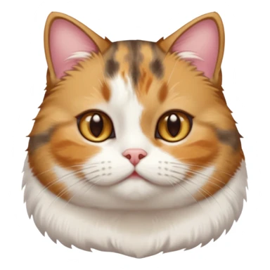 torbie and white cat with small head, hazel eyes, and short but chubby body sticker