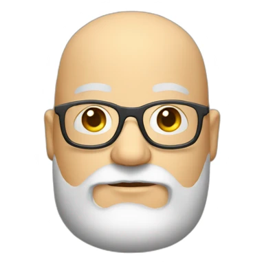 a bald fat programmer with glasses and a beard sticker