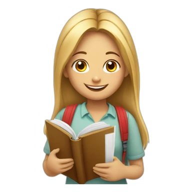 happy girl student with a book sticker