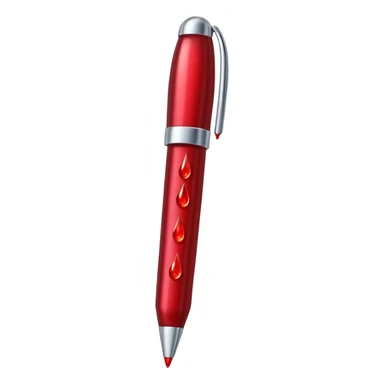 pen with blood drops sticker