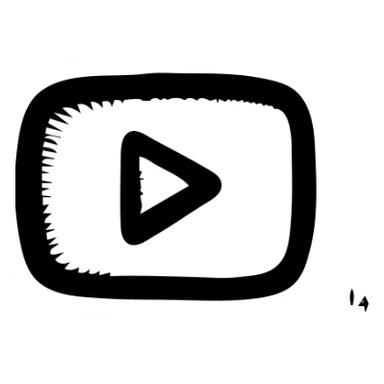 Hand drawn miniature YouTube logo with play button inside rounded rectangle sticker