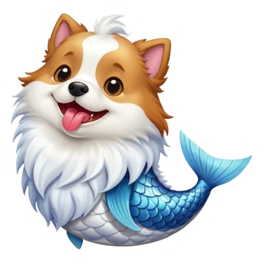 dog with tongue out on fish body sticker
