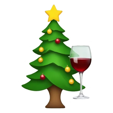 Christmas tree holding wine glass sticker