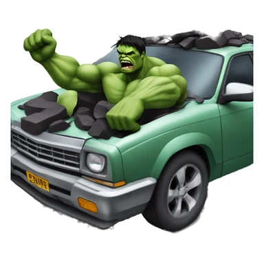 Vengeful hulk smashing a car and damaging it sticker