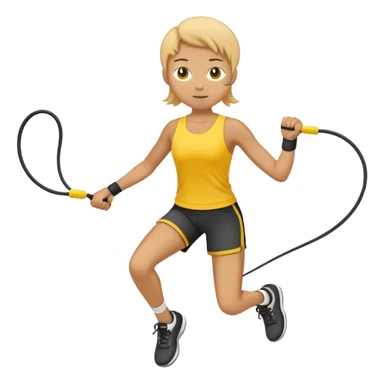 person jumping rope, simple yellow face sticker