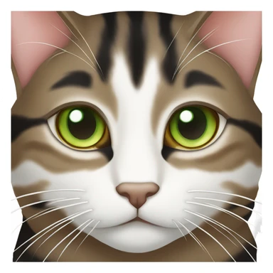 Brown, black, and white tabby cat with green eyes sticker